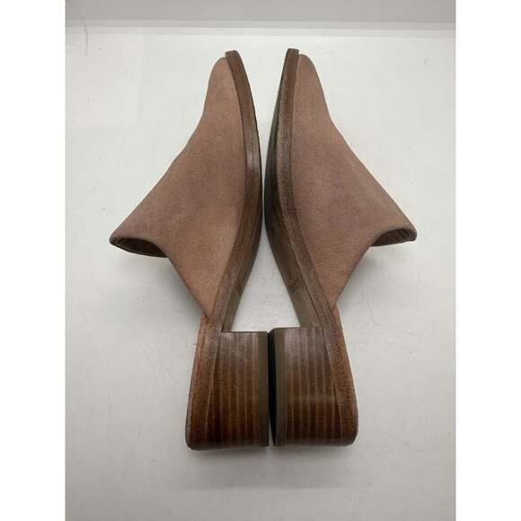 Soludos Venetian Suede Women's Slip On Leather Mule Shoes Tan Size 6 Block Heel - Picture 6 of 9